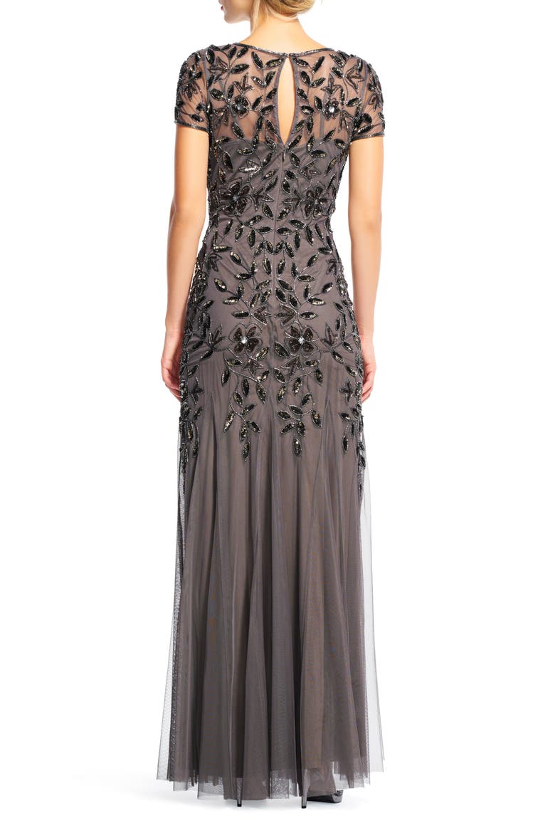 Floral Embroidered Beaded Trumpet Gown, Alternate, color, LEAD