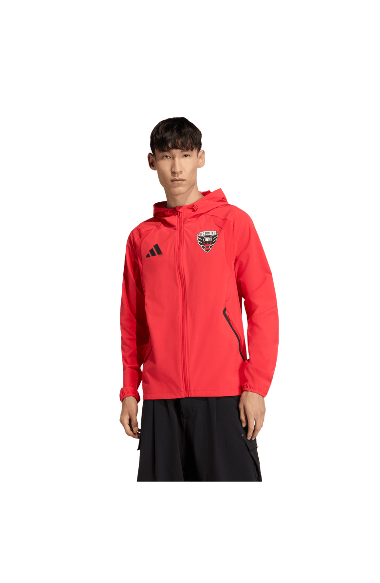 adidas Men's adidas Light Red D.C. United Tiro Travel Full-Zip Hooded Windbreaker, Main, color, Light Red