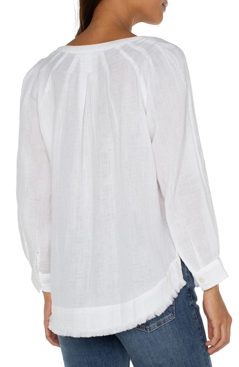 Liverpool Los Angeles Pleat Detail Raglan Sleeve Gauze Top, Alternate, color, 