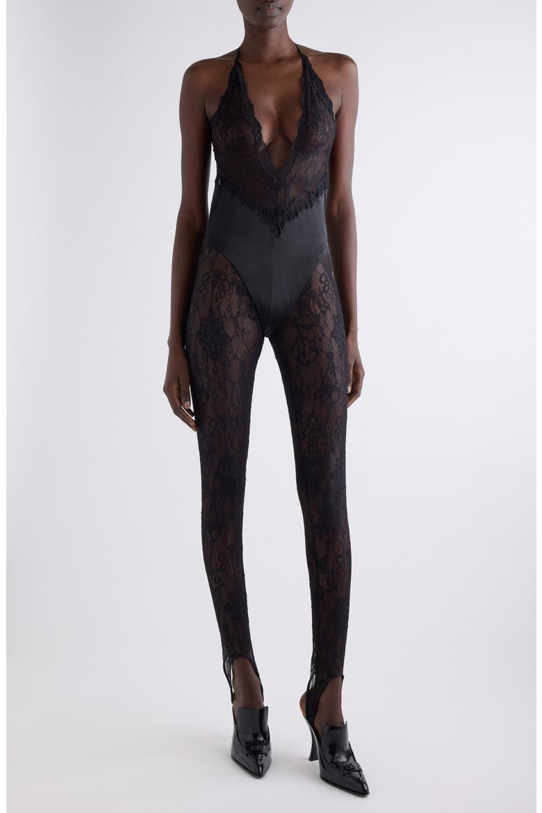 Chandelier Stretch Lace Leggings, Main, color, BLACK