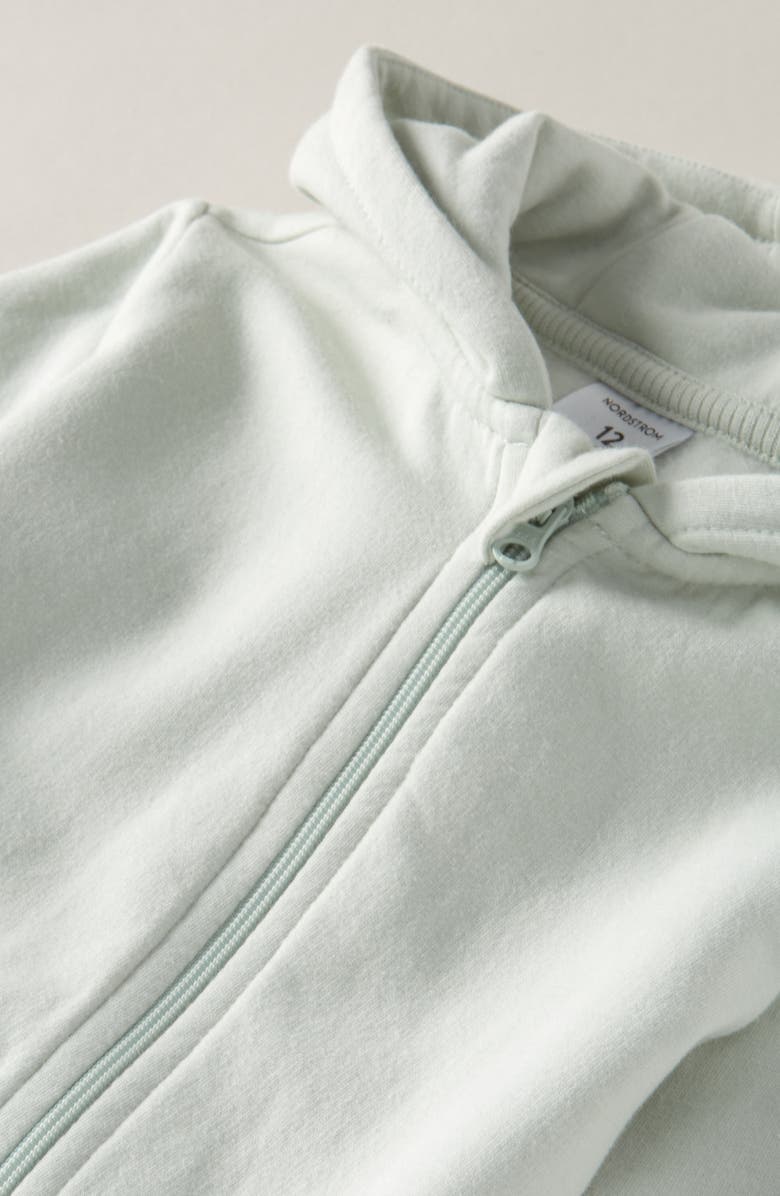 Nordstrom Hooded Fleece Romper, Alternate, color, Green Hush