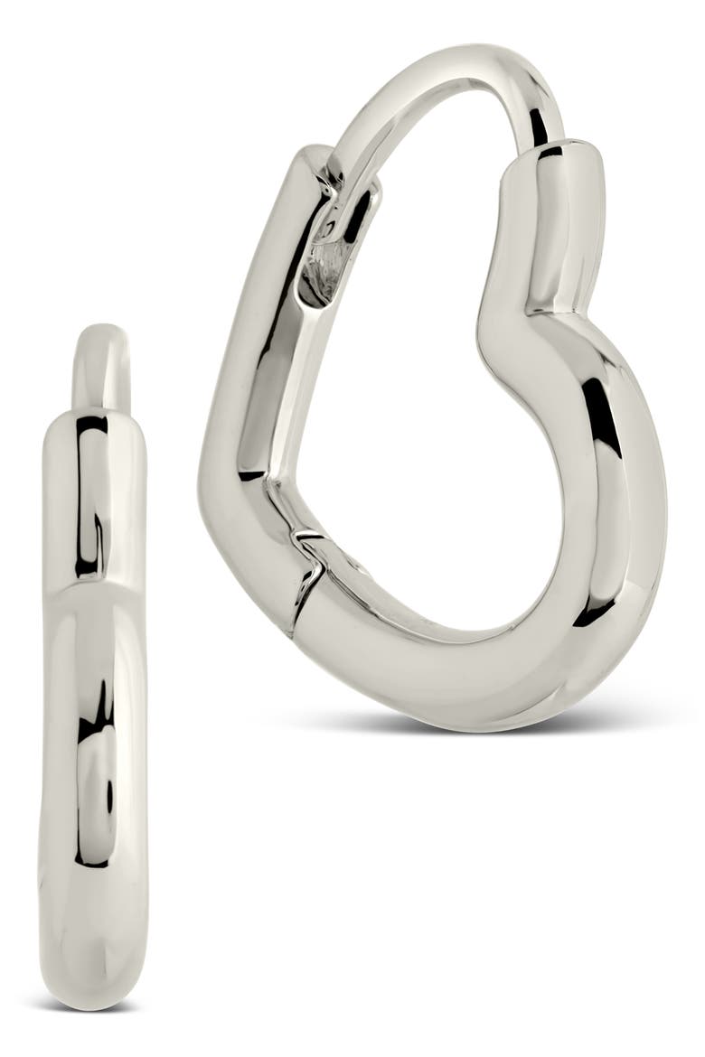 Elle Heart Hoop Earrings, Alternate, color, SILVER