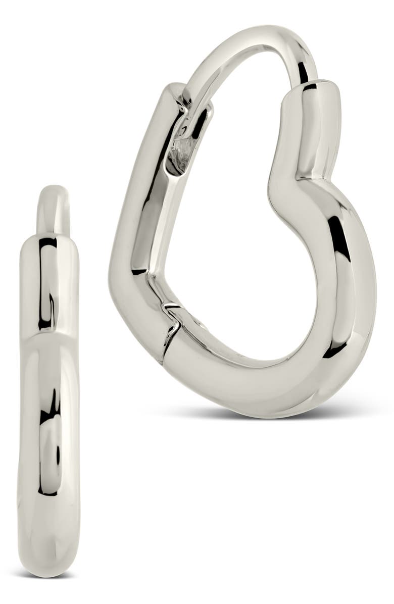 Sterling Forever Elle Heart Hoop Earrings, Alternate, color, Silver