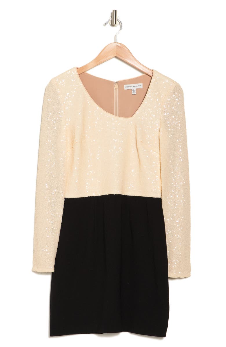 Dress the Population Long Sleeve Asymmetrical Dress, Alternate, color, 