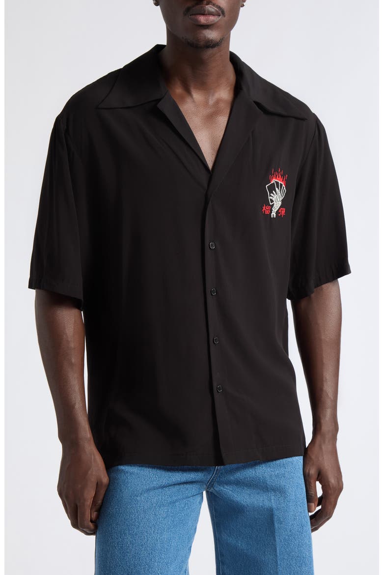 Blacklisted Uniform Camp Shirt, Main, color, BLACK