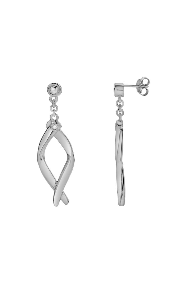 LuvMyJewelry Elmora Sterling Silver 0.02 Ct Diamond Twisted Drop Earrings, Main, color, 925 Sterling Silver