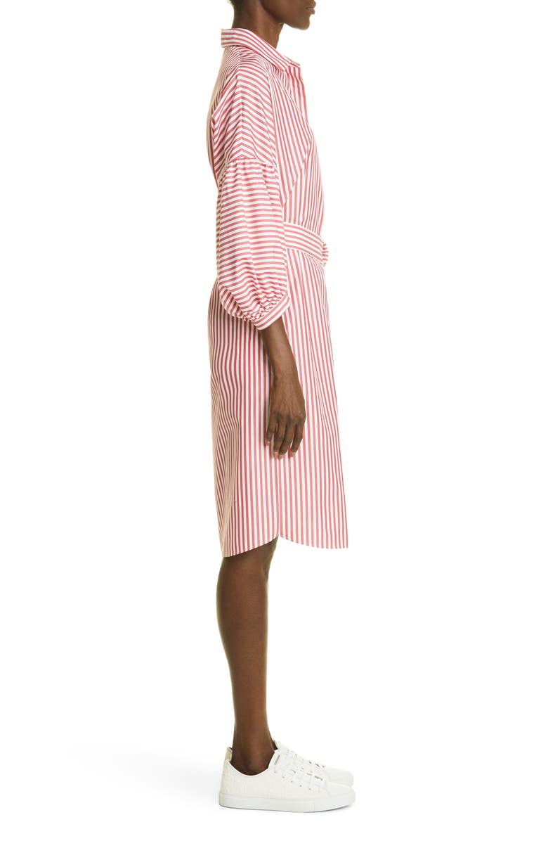 Akris punto Belted Stripe Balloon Sleeve Cotton Dress, Alternate, color,
