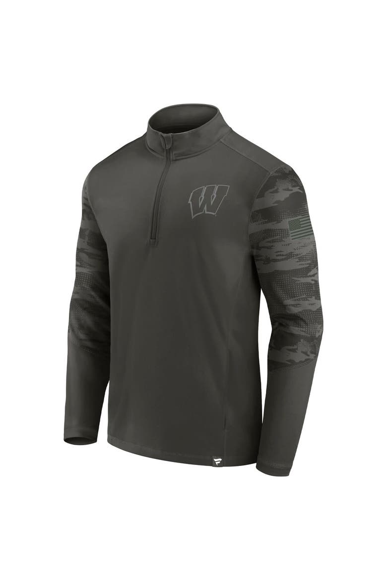 Men's Fanatics Branded Black Wisconsin Badgers OHT Military Appreciation Guardian Quarter-Zip Top, Alternate, color, Black