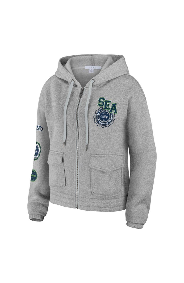 WEAR by Erin Andrews Women's WEAR by Erin Andrews Heather Gray Seattle Seahawks Full-Zip Hoodie, Alternate, color, Heather Gray
