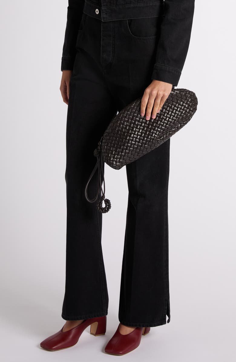 Bottega Veneta Small Onda Intrecciato Leather Clutch, Alternate, color, Espresso