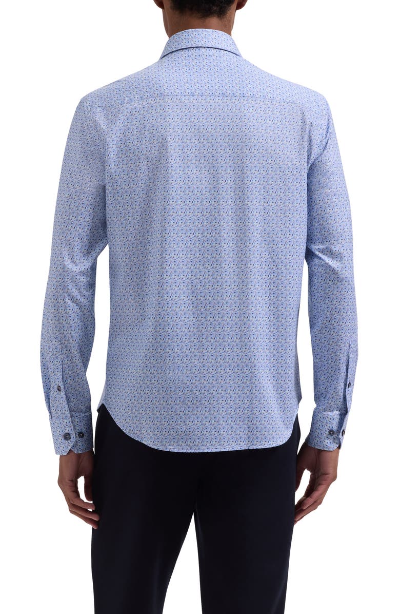 Bugatchi James OoohCotton<sup>®</sup> Geometric Print Button-Up Shirt, Alternate, color, Iris