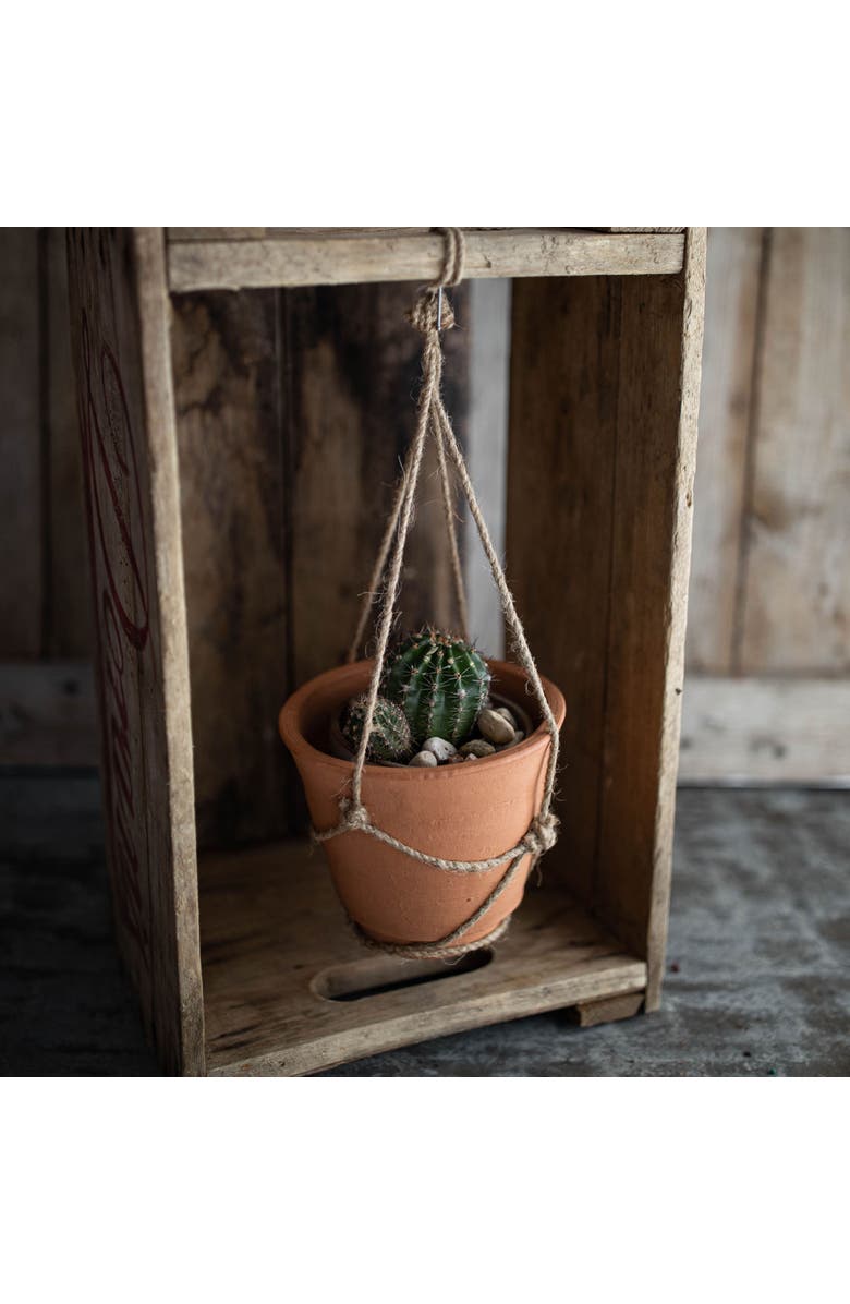 Foreside Home and Garden Hanging Terracotta Terracotta & Jute Planter, Alternate, color, Orange