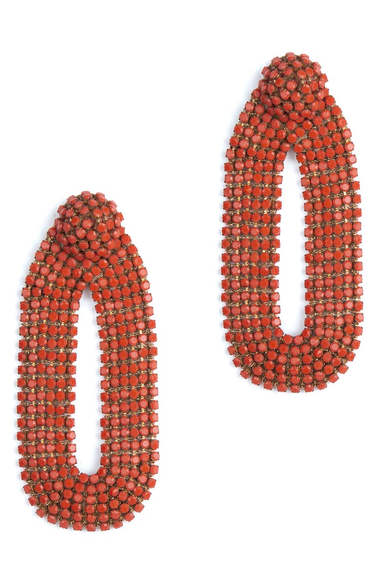 Deepa Gurnani Bianca Earrings, Main, color, Coral