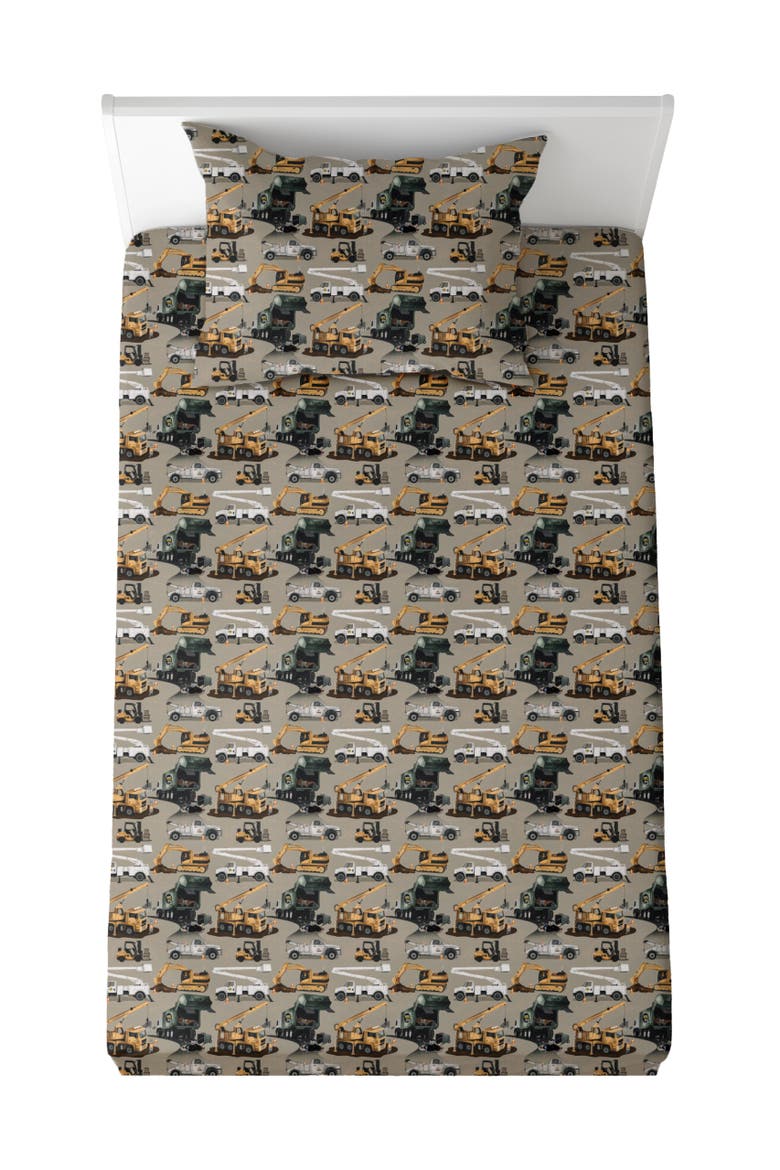 Work Hard, Play Hard Twin Sheet Set, Main, color, Beige