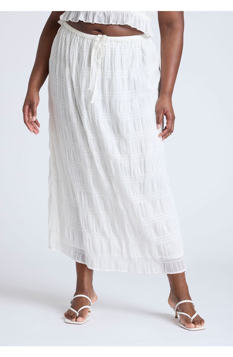 ELOQUII Ruched Tiered Maxi Skirt, Alternate, color, Jet Stream