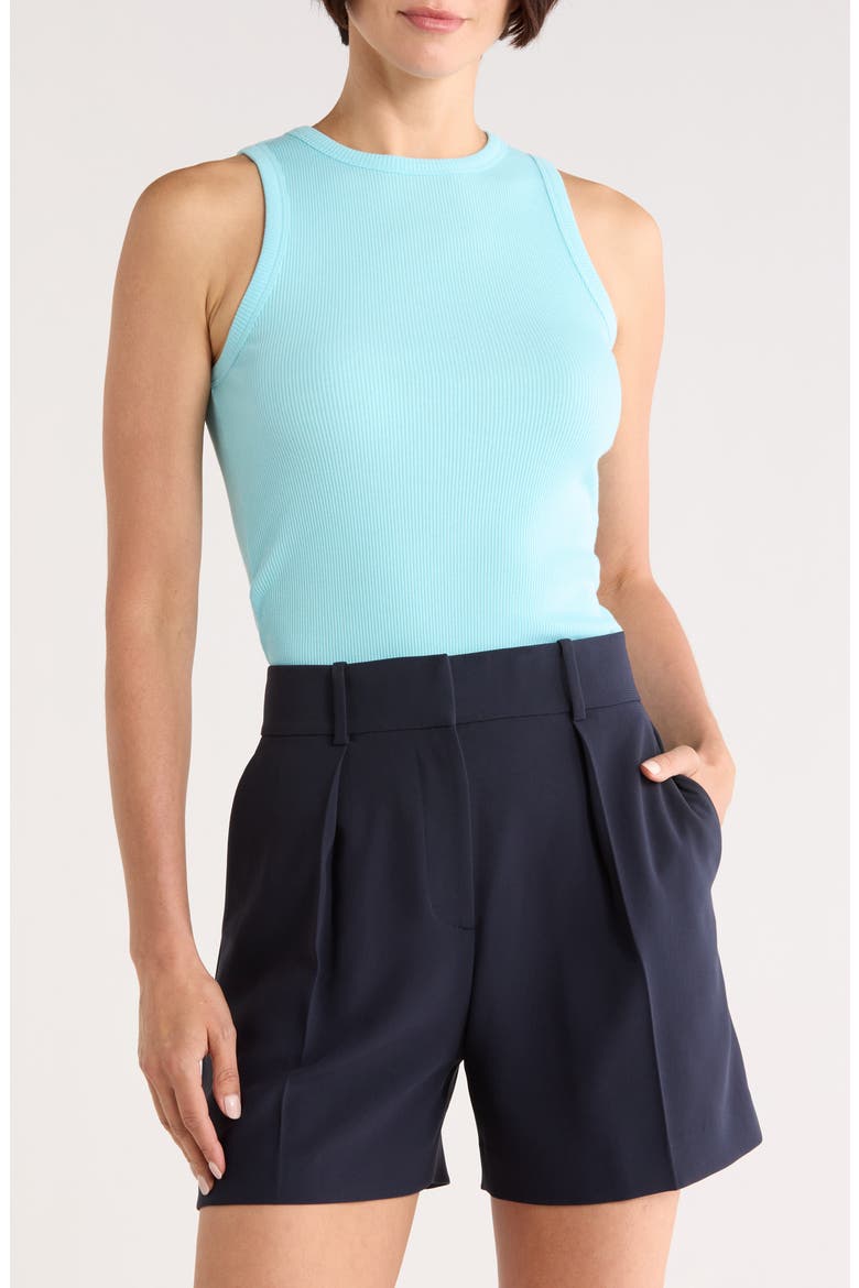 Fitted Rib Stretch Organic Cotton Tank, Main, color, CYAN