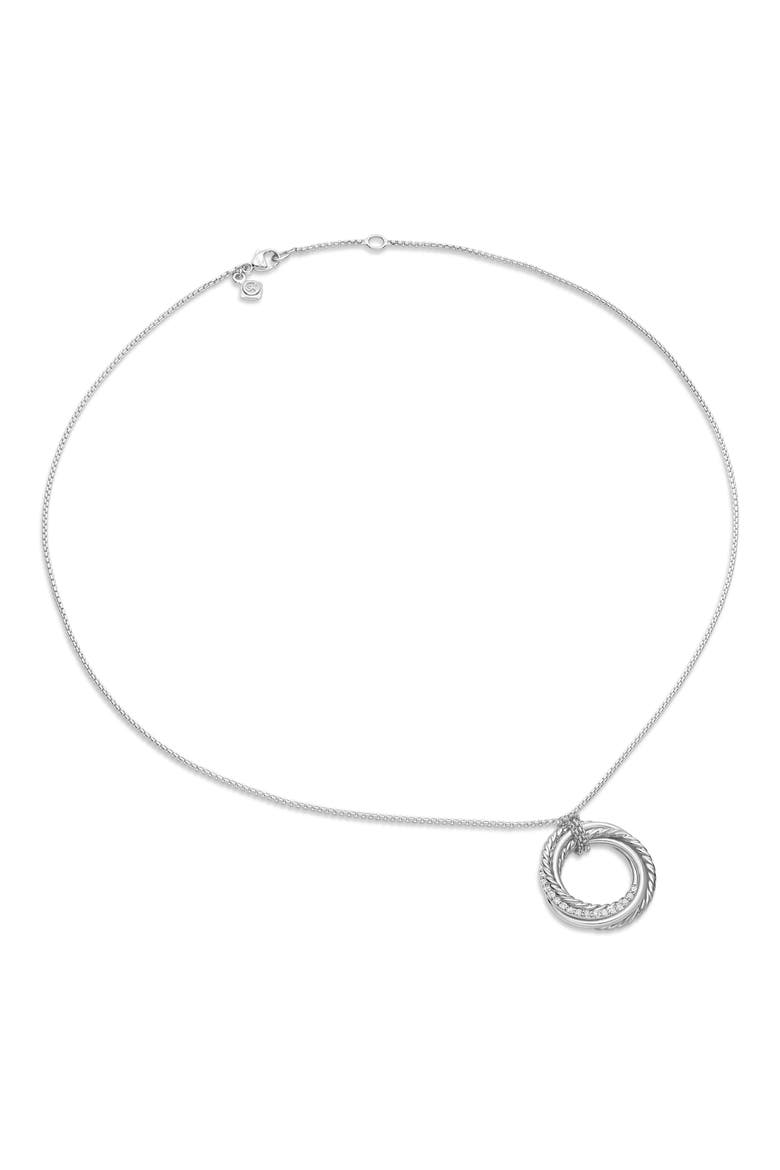 Crossover Pendant Necklace with Diamonds, Alternate, color, SILVER/ DIAMOND