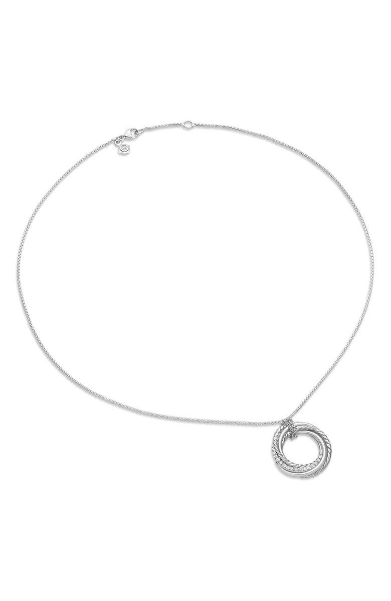 David Yurman Crossover Pendant Necklace with Diamonds, Alternate, color, Silver/ Diamond