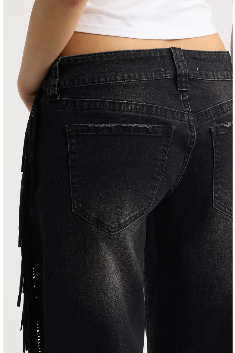 Fringe Low Rise Relaxed Straight Leg Jeans, Alternate, color, BLACK WASH