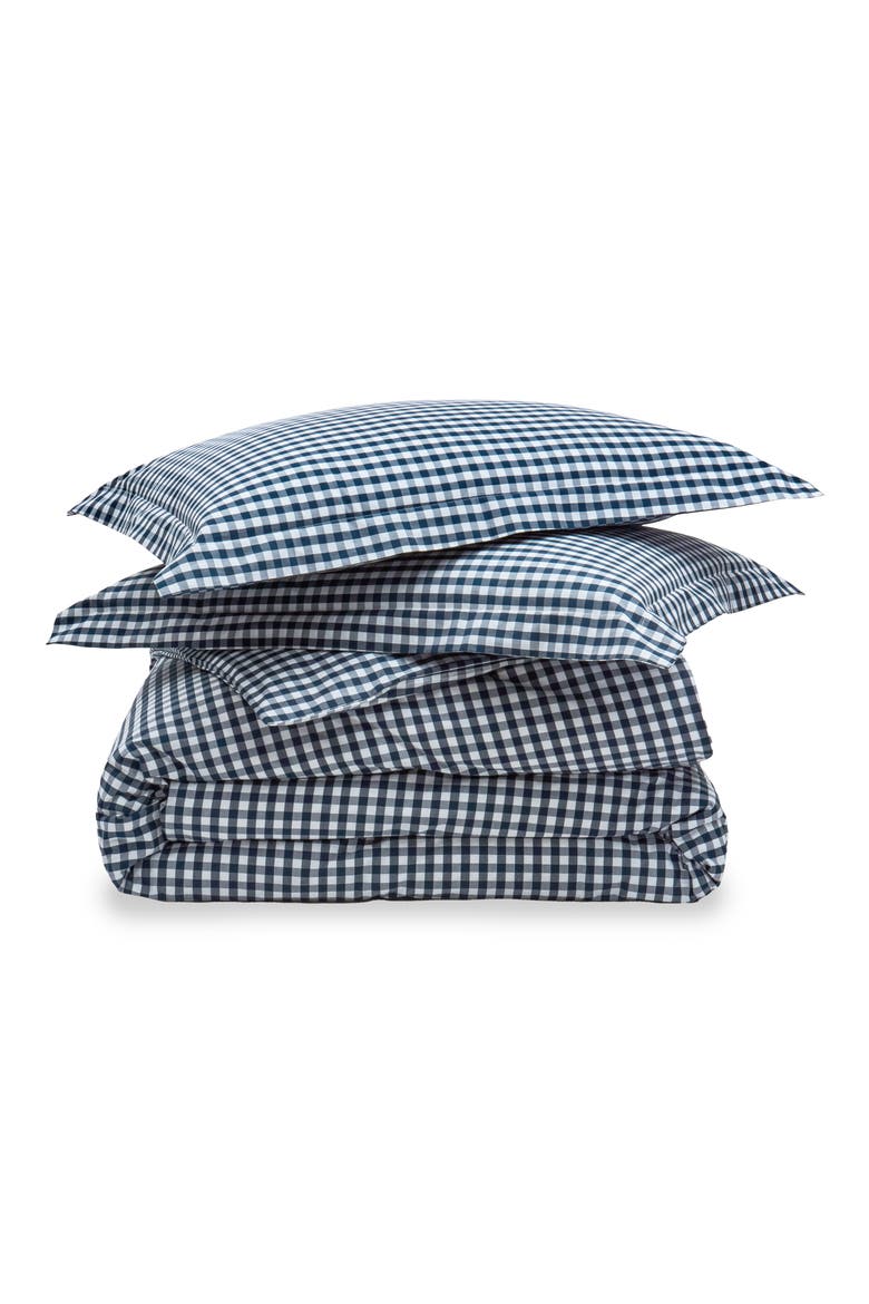 Signature Collection Gingham Duvet Cover & Shams Set, Main, color, NAVY