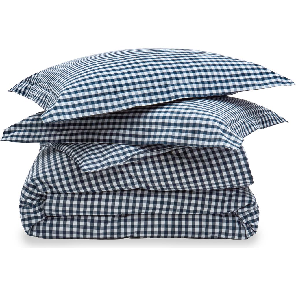 Petite Plume Signature Collection Gingham Duvet Cover & Shams Set In Blue