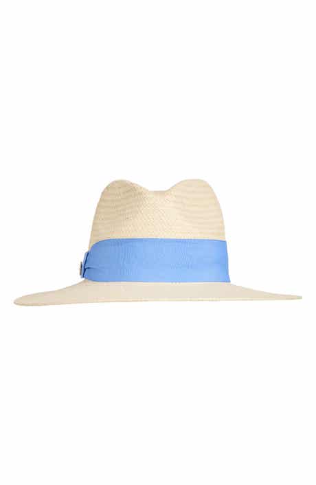 Bruno Magli Ribbon Trim Straw Fedora