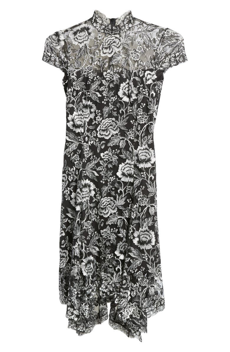 Tadashi Shoji Embroidered Lace Mock Neck Dress, Alternate, color, 