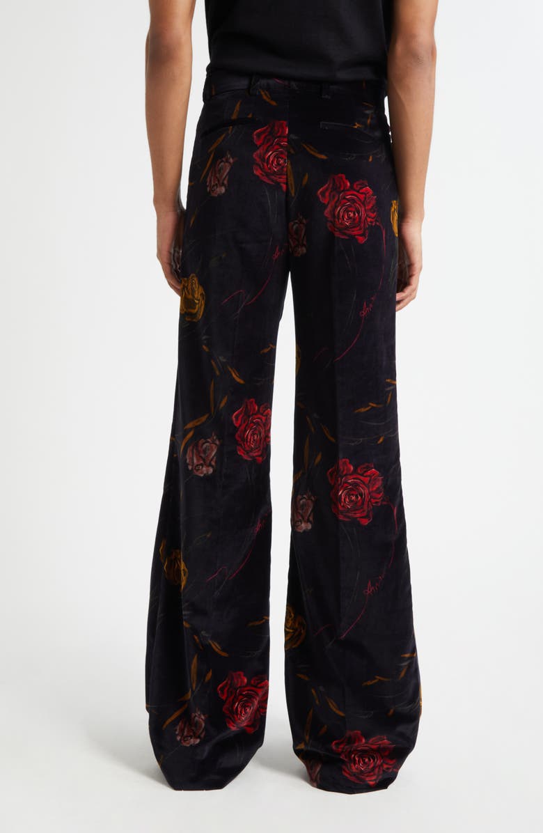 AMIRI Floral Velveteen Flare Leg Pants, Alternate, color, Black