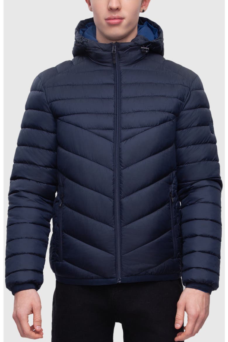 Lightweight Quilted Hooded Puffer Jacket, Main, color, Navy