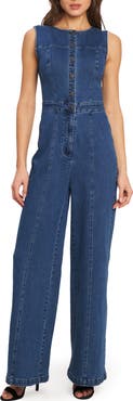 FLYING TOMATO Buttoned Denim Jumpsuit