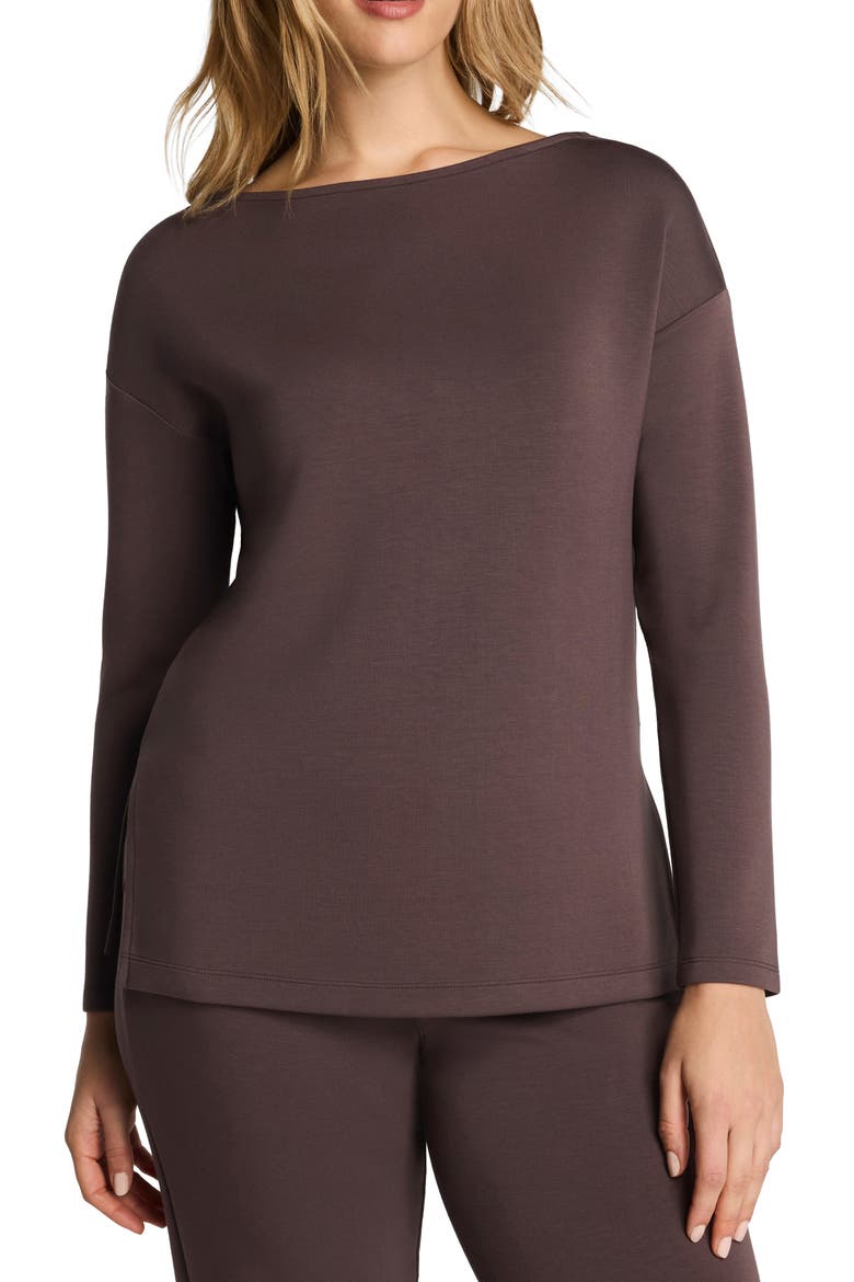 Boat Neck Tunic Sweater, Main, color, DARK CACAO