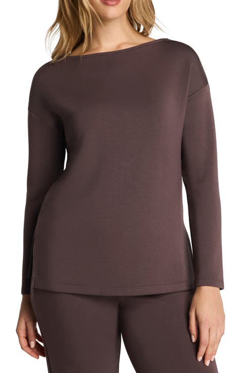 Boat Neck Tunic Sweater (Plus)