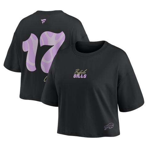 Women's Fanatics Josh Allen Black Buffalo Bills Fashion Cropped T-Shirt