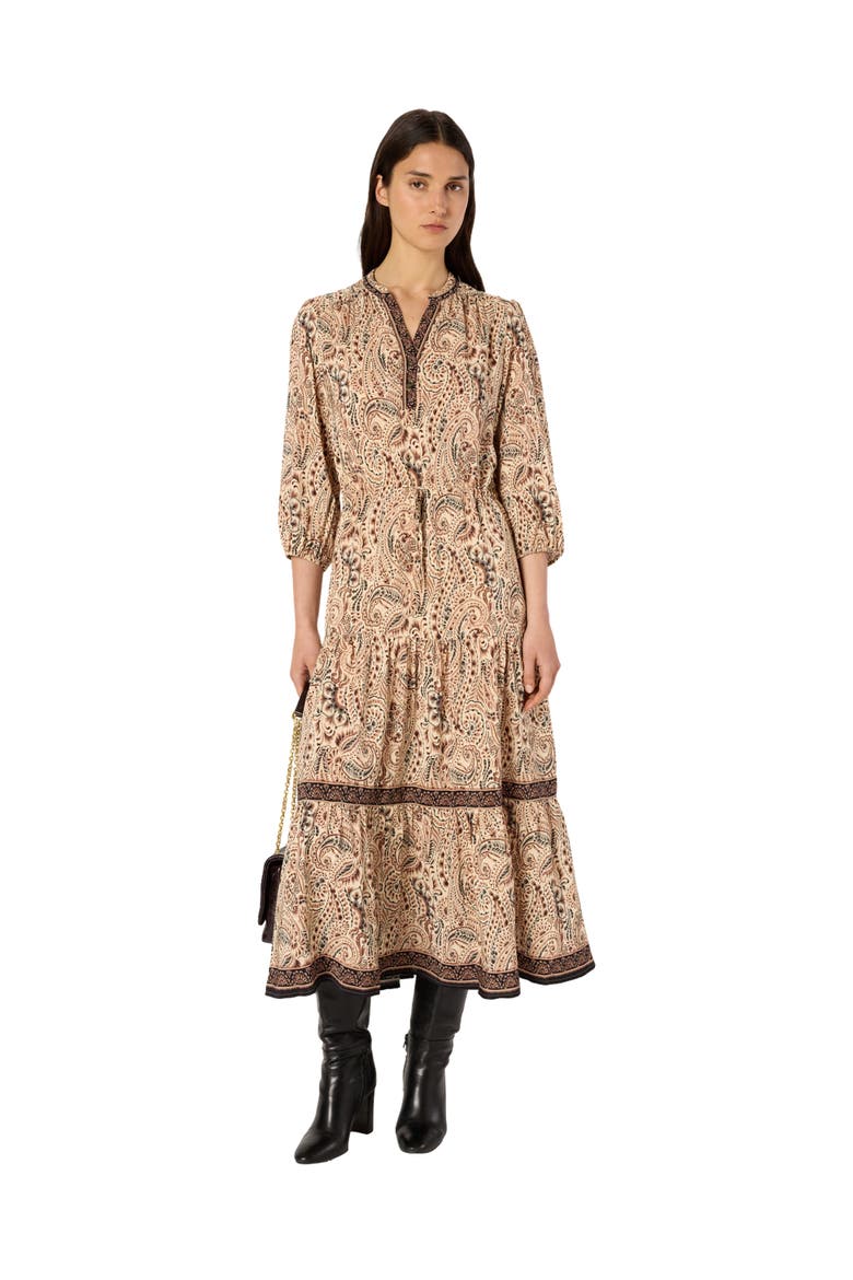 Lyna Flowing Midi Dress, Alternate, color, Natural