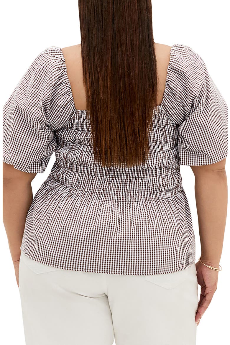 Belle Gingham Peplum Top, Alternate, color, CHOC CHECK