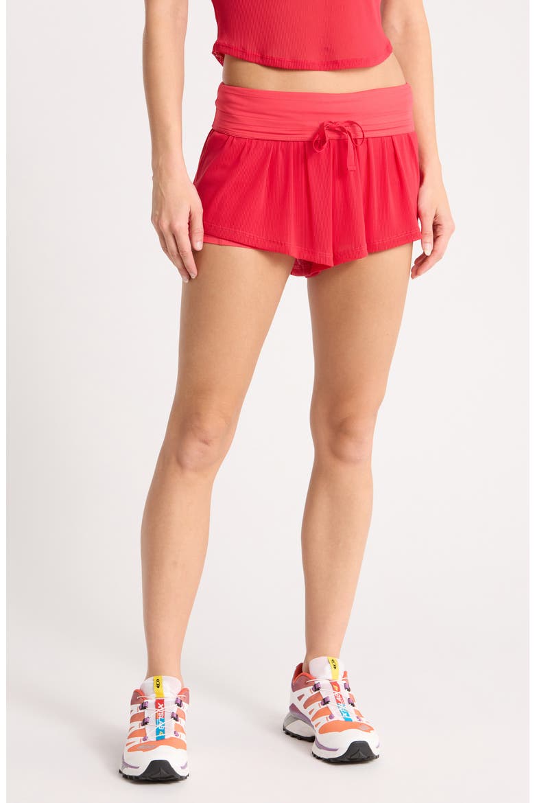 Sunset High Waist Performance Shorts, Main, color, NEON RED