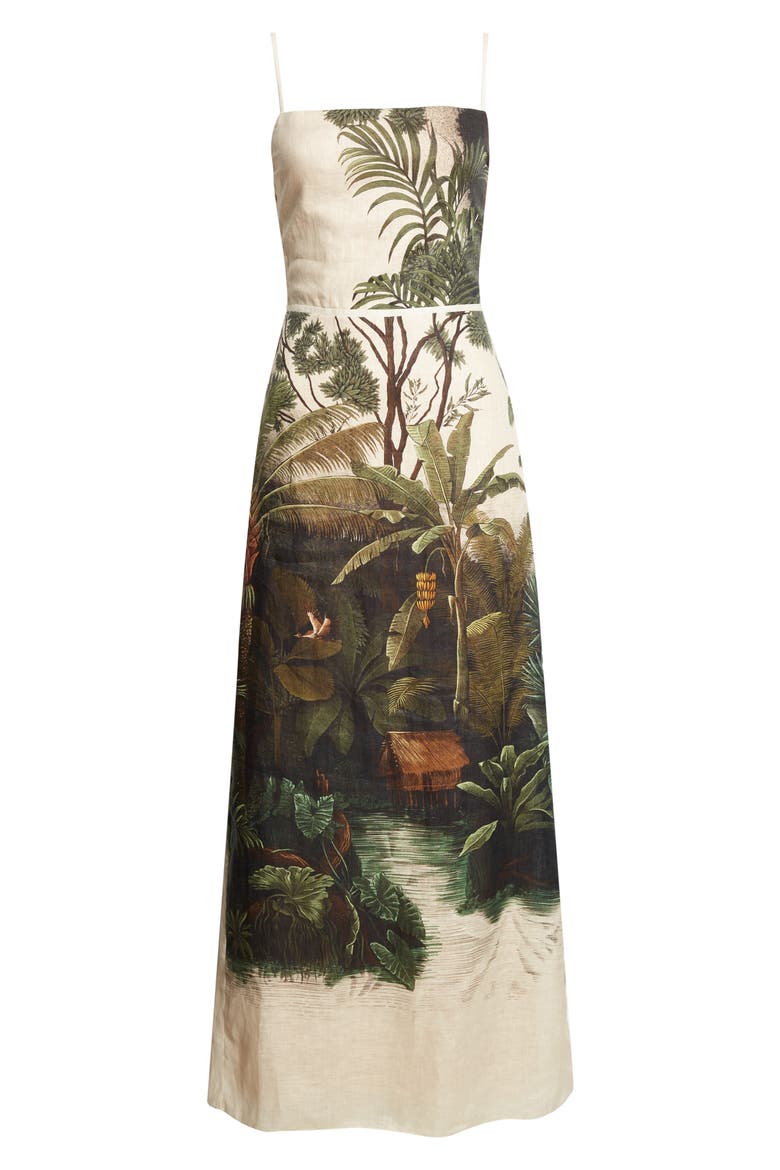 Andean Mythology Maxi Dress, Alternate, color, ECRU / GREEN