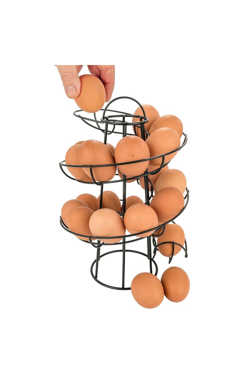 Southern Homewares Egg Skelter Deluxe Modern Spiraling Dispenser Rack, Alternate, color, Black
