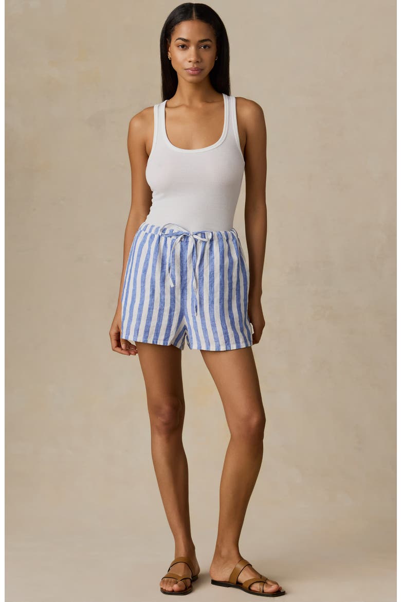 Laguna Montecito Linen Shorts, Alternate, color, COASTAL CALM STRIPE