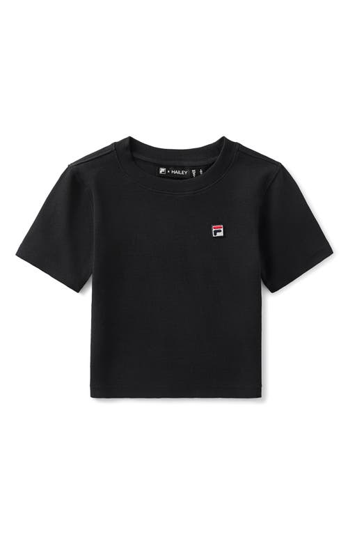 Fila X Hailey Stretch Cotton Rib Baby Tee In Black