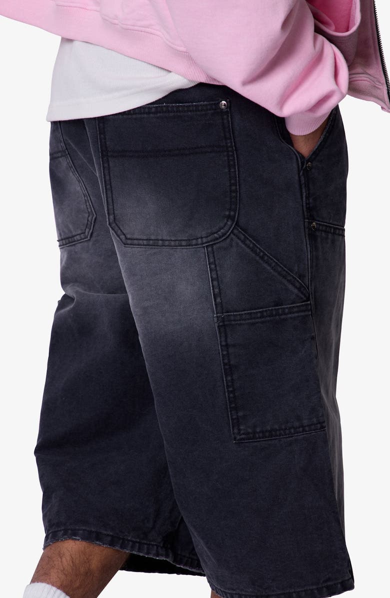 mnml Ultra Baggy Denim Carpenter Shorts, Alternate, color, Washed Black