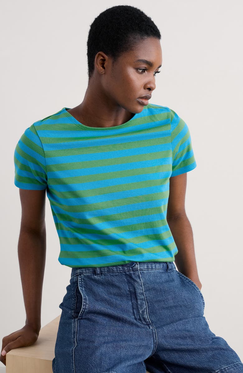 Seasalt Cornwall Sailor Stripe Organic Cotton T-Shirt, Alternate, color, Scallion Hedgerow