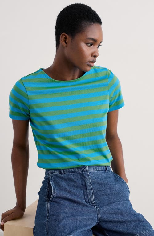 Seasalt Cornwall Sailor Stripe Organic Cotton T-shirt In Scallion Hedgerow