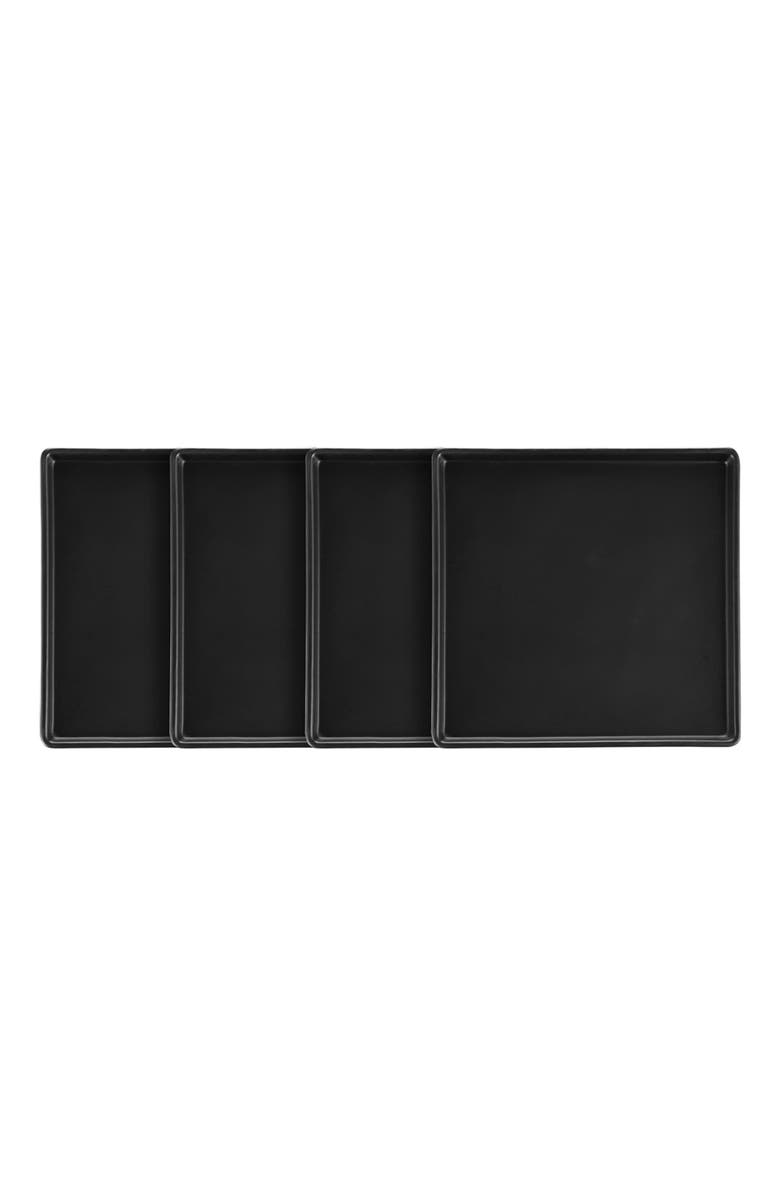 Stone Lain Grace Stoneware 4-Piece Salad Plate Set, Main, color, Black Matte