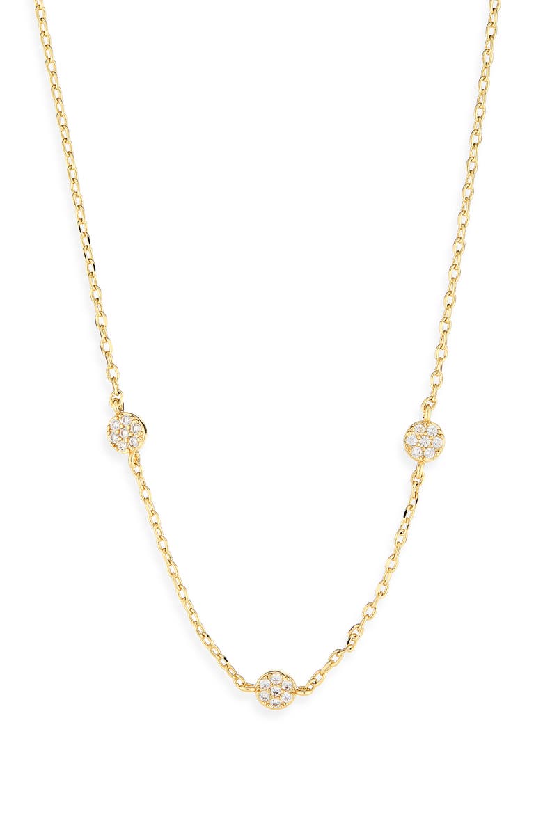 Pavé Cubic Zirconia Station Chain Necklace, Main, color, GOLD