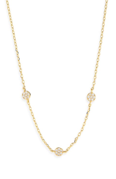 Pavé Cubic Zirconia Station Chain Necklace