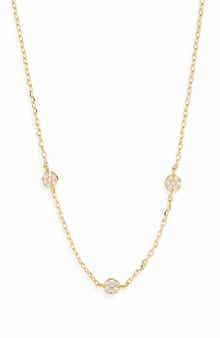 Pavé Cubic Zirconia Station Chain Necklace