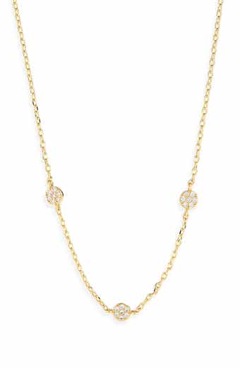 Pavé Cubic Zirconia Station Chain Necklace