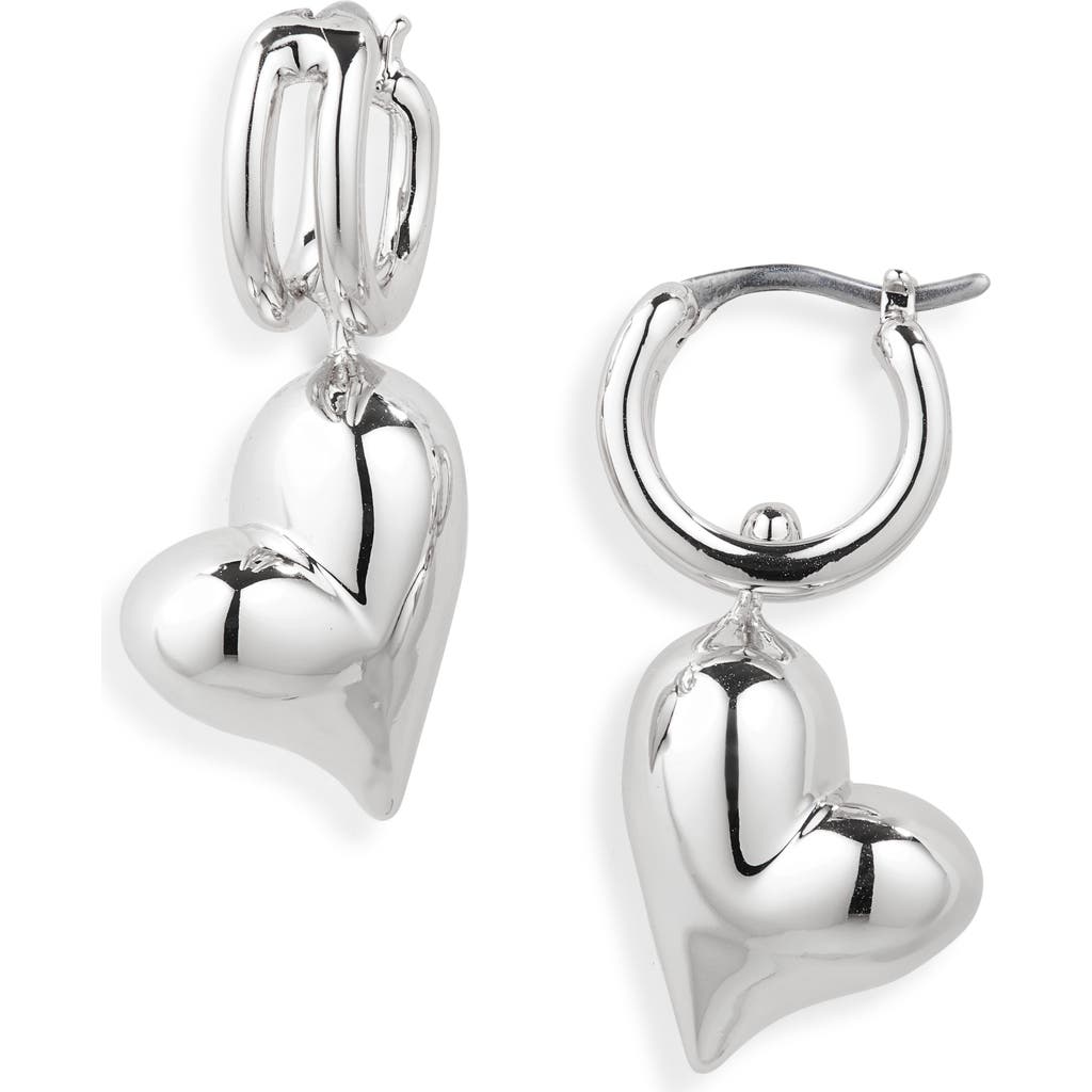 Jenny Bird Heart Huggie Hoop Earrings
