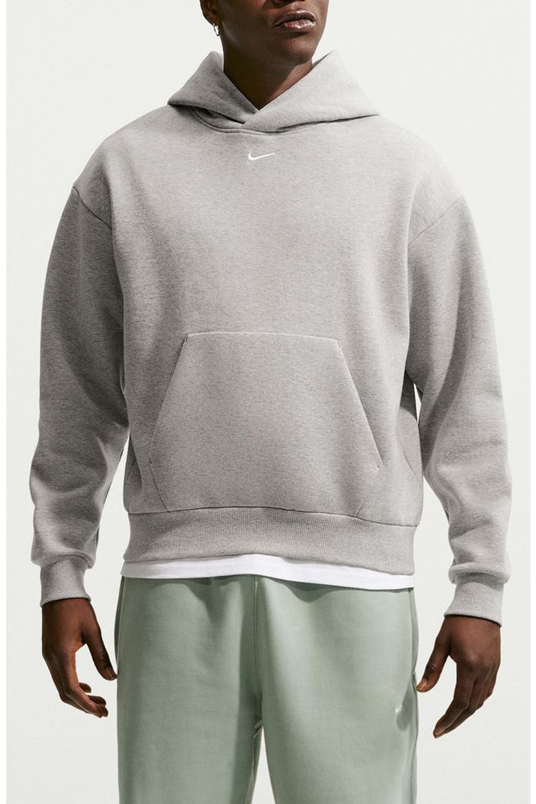 Solo Logo Fleece Hoodie, Main, color, DARK GREY HEATHER/ SAIL
